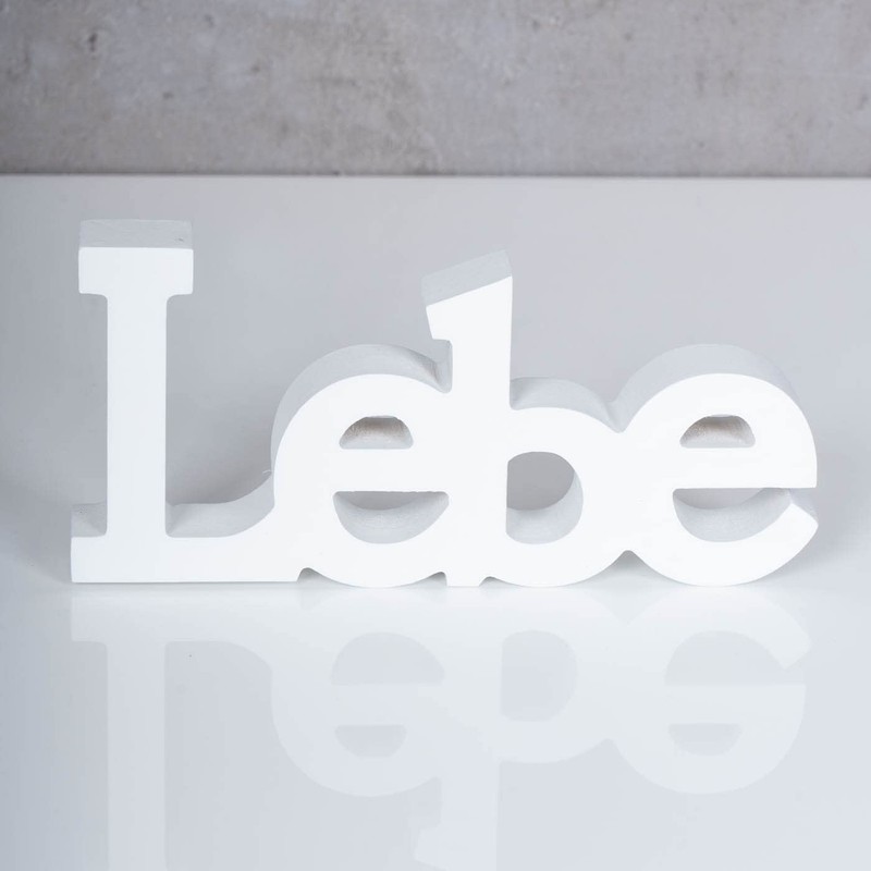 levandeo Set of 3 Wooden Lettering "Lebe Liebe Lach" White