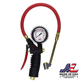 Milton Industries S-577A Milton Pro Analog Pistol Grip Inflator Gauge, Large Bore Dual Chuck and 15" Hose, 160 psi