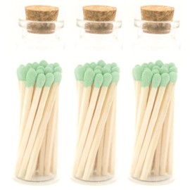 River Birch Decorative Matches in a Bottle with Striker - Cute & Colored Matches - 3 Bottles,Spring Green Tip, 60 Matches