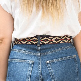 GauchoLife Handmade Woven Polo Belt - Guarda Pampas Design, Crafted from Full Grain Leather (Brown/Blue-Red, 40)