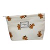 Gidary Cosmetic Bag Makeup Bag Preppy Cute Teddy Bear Corduroy