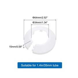 Uxcell 5PCS 1.4 In/35mm Flange Pipe Cover Decor - PP Plastic Plumbing Escutcheon Plates for Water Drain Line Wall Flange, White