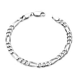 Old English Jewellers Sterling Silver Ladies FIGARO Curb Bracelet - 7.5 inch