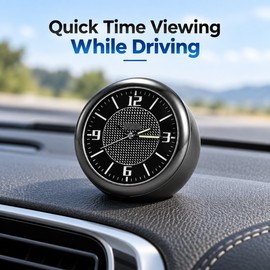 Mini Car Clock Dashboard Accessory – 4cm Luminous Quartz Analog Watch with Stick-On Mount for Vehicle Interior Decoration