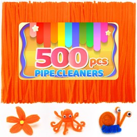 Iooleem 500pcs Orange Pipe Cleaners, Chenille Stems, Pipe Cleaners for Crafts, Pipe Cleaner Crafts, Art and Craft Supplies.