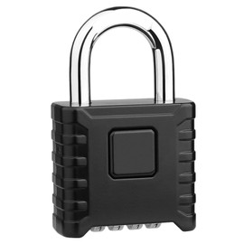 Security Padlock 4 Digits Resettable Combination Lock Stainless Steel for Cabinet Toolbox Black