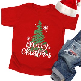 Christmas Tree Shirts Toddler Boys Girls Christmas Tshirts Xmas Short Sleeve Graphic Tees Holiday Tops