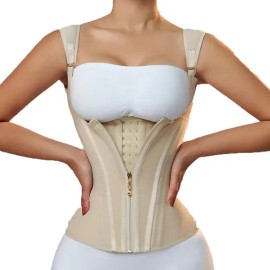 Faja Chaleco 15 Varillas Con Broches Y Cierre Reloj De Arena Color Beige Talla Xl