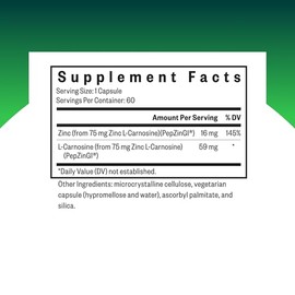 Seeking Health Zinc Carnosine, 16 Mg De Zinc L-Carnosine, Favorece El Sistema Inmunológico Y La Salud Digestiva, Antioxidante, Apto Para Vegetarianos 