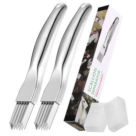 2 cuchillos de seda 2024, cortador de cebolla verde de acero inoxidable, cortador multifuncional de verduras de cocina para ajo, cebolla de ajo, artefacto cortador de alimentos premium