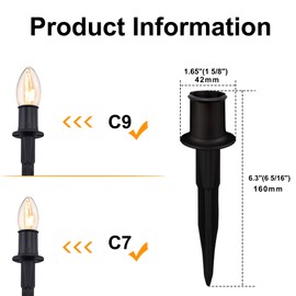 Upgraded 50 Pack 6 Inch Christmas Light Stakes - for C7 C9 Pathway String Lights Outdoor, Easy Install Durable Plastic Lights Stakes, Use on Yard Garden Lawn Patio Path Walkway Decorations (50, Black)