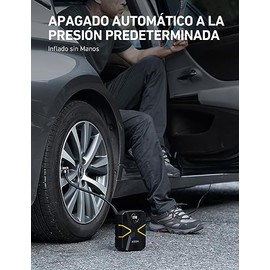 AstroAI Compresor para neumáticos de coche, bomba de aire de 10,3 bar, 12 V CC, con pantalla LCD en tiempo real, presión de los neumáticos preestablec