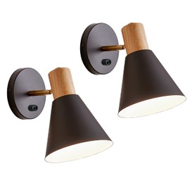 ClanKin Wall Sconces, Modern Nordic Design, 2 Pack-Black, E26, Rotateable, Industrial Bathroom Bedroom Lighting Fixture, Wall Mounted