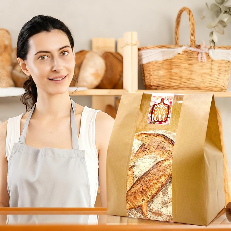 HiCivan 15.7x10.2x5.1in Extra Large Paper Bread Bags for Homemade Bread