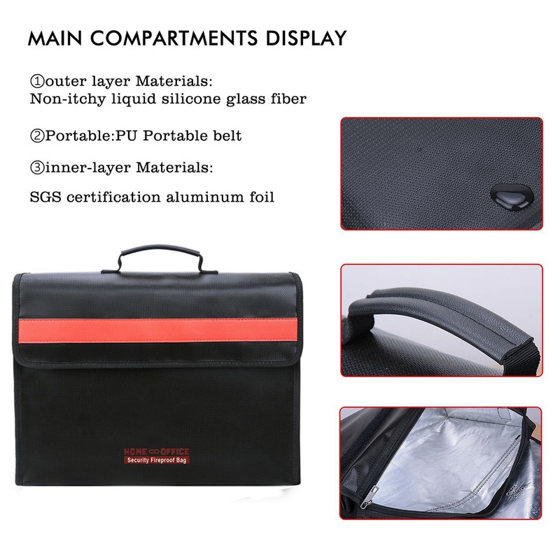 Fireproof Document Bag Large Capacity Waterproof Safe File Storage Organizer