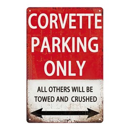 LCFHOME Chev Metal Sign Metal Logo Metal Plaques Corvette Parking Only Metal Sign Decor Davidson Tin Signs 8x12in Decor Garage Auto Shop Cave