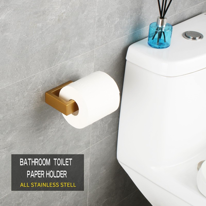 GERZWY Bathroom 2-Piece Accessory Set Gold Stainless Steel Toilet Paper