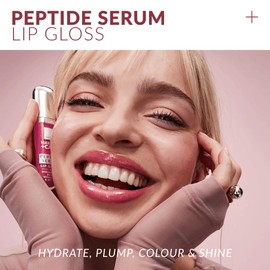 Avon Lip Gloss with Peptide Serum, Hydrating and Plumping with Hyaluronic Acid,SPF 20 UVA UVB, Vitamin E for Glossy, Nourished and Protected Lips, Juicy Peach