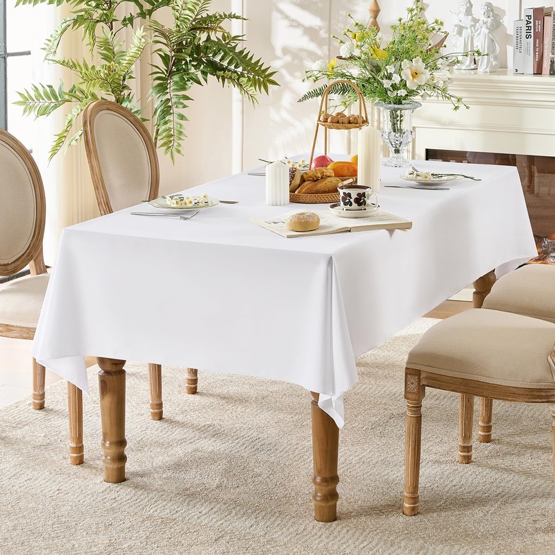 Glomii 2 Pack White Rectangle Table Cloths - Wrinkle Free