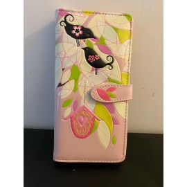 Shagwear Wallet, ShagWear Large (New) Wallet with Zipper Pocket " Spring Tree w/Birds"