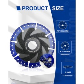 SHDIATOOL 4-1/2 Inch Metal Cutting Diamond Blade All Purpose Cut Off Wheel for Rebar Sheet Metal Angle Iron Stainless Steel(for 7/8 inch Arbor)