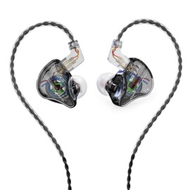 YINYOO KBEAR Storm in-Ear Monitor Headphones with Crystal Clear Sound IEM Earphones with Microphone, inear Wired Earbuds Earphones with Detachable Cable for Video/Music/Calling (Black, with mic)