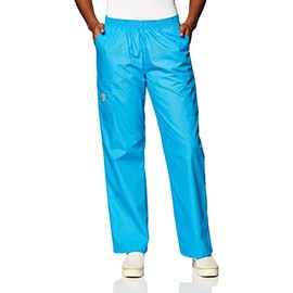 WonderWink Womens Quebec -Full Elastic Cargo Medical Scrubs Pants, Malibu Blue, X-Large US