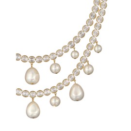 Ted Baker London Divinaa Pearl & Crystal Statement Necklace For Women (Gold/Pearl/Crystal)