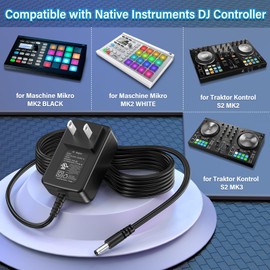 HIENADTOR 15V Charger Power Cord AC DC Adapter Compatible with Native Instruments Maschine Mikro 21947 22550 MK2 Studio NI Traktor Kontrol Audio 2 S2 MK2 MK3 S2MK2 S2MK3 Ultra Soundcard DJ System 1.2A