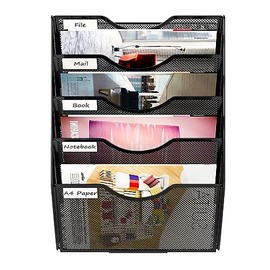 PAG Soporte para archivos de pared colgante, clasificador de correo de 5 niveles para pared, organizador de pared de oficina de malla para papeles, ca