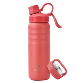 Botella de agua aislada con 2 tapas a prueba de fugas, marca IDEUS, 24 onzas, termo de agua, para niños, senderismo, bicicleta, medusas, color rojo