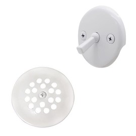 Westbrass R92-50 3-1/8" Trip Lever Bathtub and Shower Drain Kit with 2-Hole Overflow Faceplate, 1-Pack, Powder Coat White