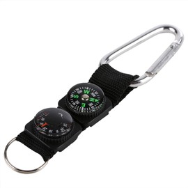 Hiking Backpacking Compass,Compass and Thermometer Key Ring,Portable Outdoor Camping Hiking Buckle Keychain Compass Thermometer