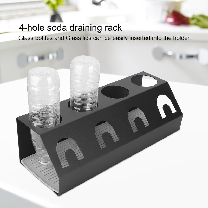 Universal 4 Holes Soda Bottle Drain Drying Rack Dish Drainer
