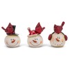 Snowman Figurine with Cardinal Set of 3