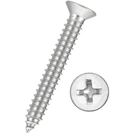 Kozelo 25pcs Phillips Flat Head Wood Screws - [#14x1-3/4] 304 Stainless Steel Countersunk Self Tapping Screws for Furniture Assembly, Interior Trim, Outdoor Construction, Silver