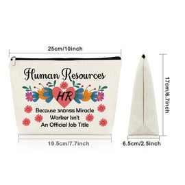 Sazuwu Human Resources Makeup Bag Thank You Gifts for Hr Worker Office Accessories Gifts for Women Cosmetic Organizer Bag Travel Employee Coworkers Christmas Birthday Retirement Present