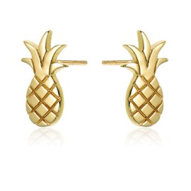 Diamond Treats Dainty Gold Pineapple Stud Earrings for Women, Fun Cute Gold Stud Earrings for Women in a Pineapple Design, Small Gold Plated Earrings for Girls and Women