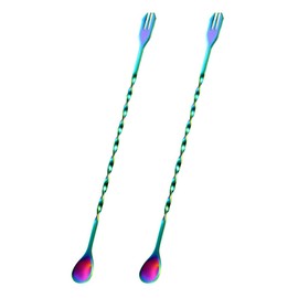 HAIKING Cocktail Mixing Spoon, 2 Pcs Bartender Stainless Steel Bar Cocktail Shaker Spoon for Mixing Cocktail, Layering, Cocktaik Shaker(Colorful)