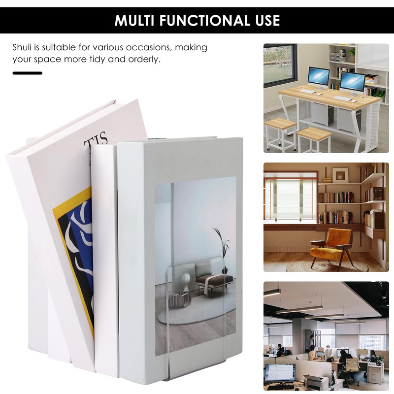 FwQoFvk 10Pcs Transparent Acrylic Bookend L Shape Book End Space