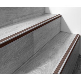 Proflex Anti-Slip Stair Edge Protectors - 2 Inches x 36 Inches - 15-Pack – Silver/Dark Brown - Easy Peel-and-Stick Application - Indoor and Outdoor Use
