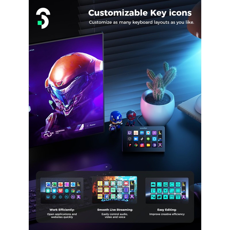 Stream Control Deck - SOOMFON Studio Stream Controller with 15