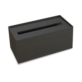 TATSU-CRAFT Bathroom Tissue Box, Square, L, Black, BK, Wooden Design, Interior Tissue Case, For Home and Office, Simple, Modern, Stylish, Convenient, Kitchen, Living, Dining Room, Storage, Made in