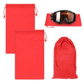 M METERXITY 2-Pack Ski Goggle Bag, 10.6" x 7.1" Soft Microfiber Pouch Bags Protective Storage Bags Case with Drawstring for Snow Goggles/Camera Lenses/Sunglasses [Red]