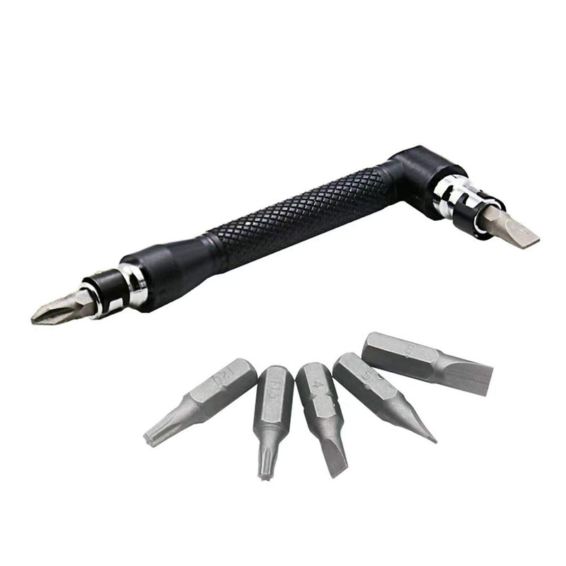 1/4" Shank L-shaped Hex Screwdriver 90 Degree Dual Head Screwdriver