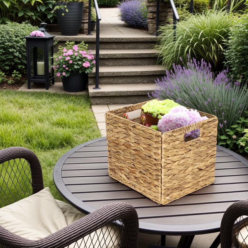 WEAVELYRICS 4 Pack 13 x 11in Rectangular Wicker Storage Bins,