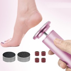 Foot Callus Remover for FootHealth, Electric Foot File, Foot Sander and Nail Drill with 60pcs Sandpapers 20pcs Grinding Heads, Lima para Los Pies Pink