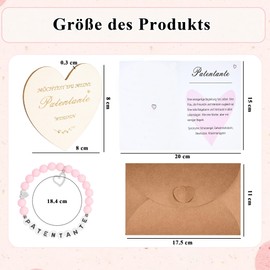 NISENTIA Willst Du Meine Patentante Sein, Patentante Fragen Geschenk Armband Alphabet Herzförmiges Holzschild Definition Karte und Umschläge Möchtest Du Meine Patentante Werden Taufpatin Fragen