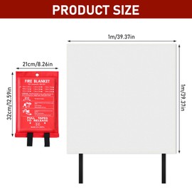 ZOLGINAH Pack of 2 Fire Blankets, 1 m x 1 m Fire Blanket Kitchen, Fibreglass Fire Blanket, Fire Blanket for Accidental Safety Design for Kitchen, Fireplace, Grill, Car, Camping