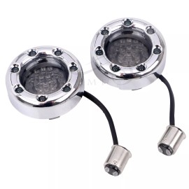 Unbranded Bullet 1157 Chrome Fire Ring Red LED Turn Signal Light For Harley Road King Dyna